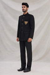 Black Suede Velvet Jodhpuri Pant