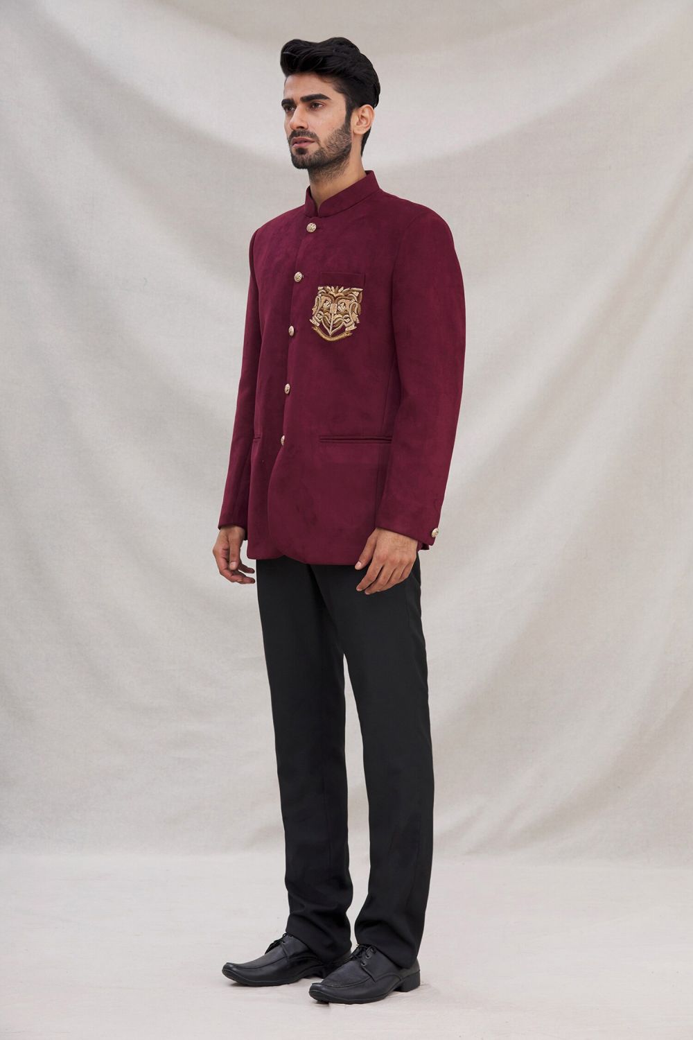 Wine Suede Velvet Jodhpuri Pant