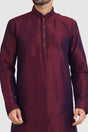 Buy Maroon Art Dupion Silk Embroidered Kurta Pajama Set Online - Karmaplace