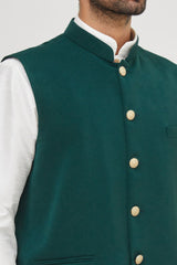 White Suede Velvet Jacket Kurta Churidar