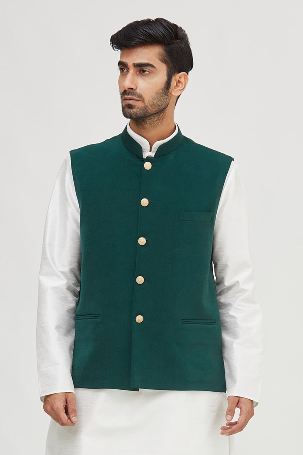 White Suede Velvet Jacket Kurta Churidar