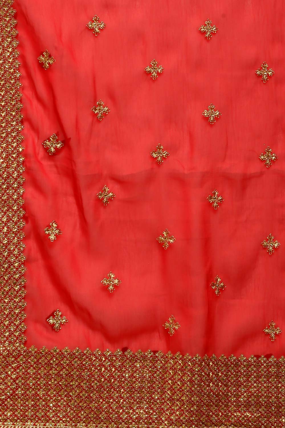 Red Georgette Embroidered Saree