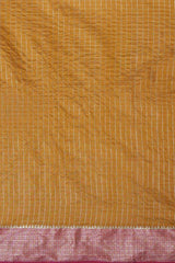 Mustard Aura Silk Checkered Woven Design Taant Saree