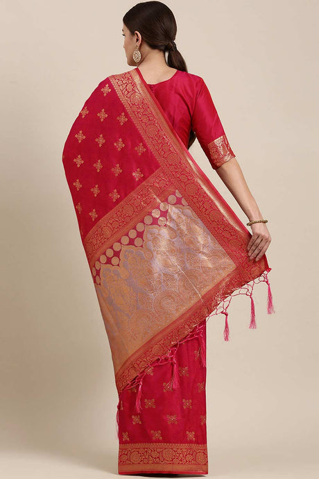 Pink Kanjeevaram Silk Floral Woven Design Saree