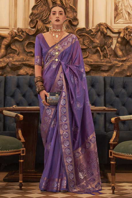 Purple Art Silk Zari Woven Saree