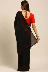 Siroski Embroidered Saree In Black