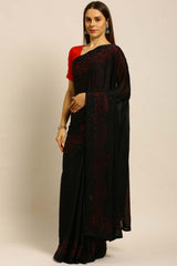 Siroski Embroidered Saree In Black