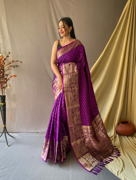 Purple Banarasi Silk Silk Saree