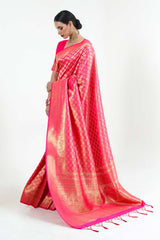 Red Handloom Weaving Art Silk  Saree