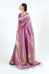 Purple Handloom Weaving Art Silk  Saree