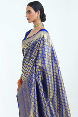 Navy Blue Handloom Weaving Art Silk  Saree