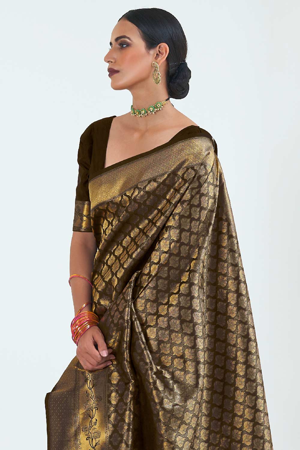 Black Handloom Weaving Art Silk  Saree