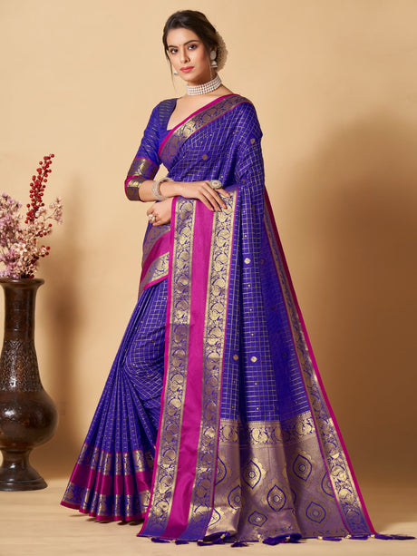 Blue Banarasi Silk Silk Saree