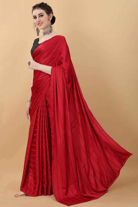 Cherry Red Party Wear Fancy Saree