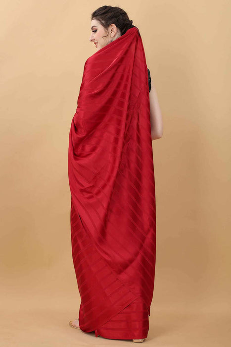 CHERRY RED LINEN COTTON SARI WITH WOVEN WHITE BORDER & ORANGE TASSELS –  Weavekala