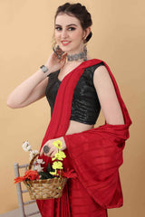 Cherry Red Party Wear Fancy Saree