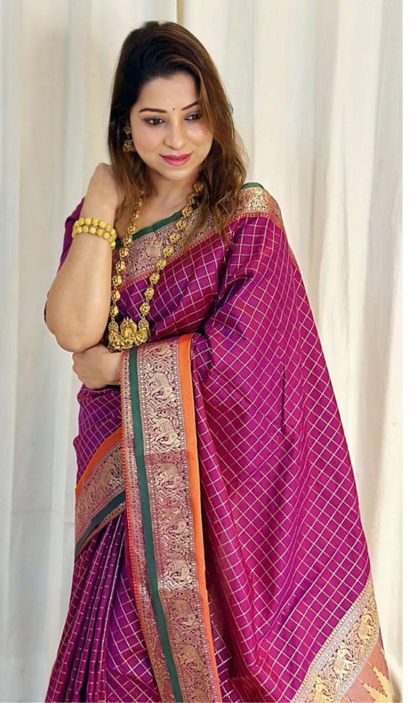 Purple Banarasi Silk Silk Saree