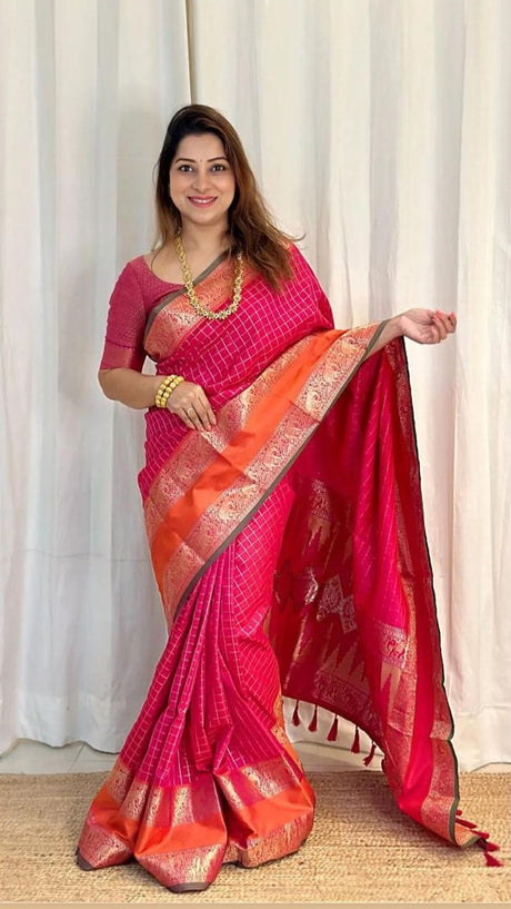 Pink Banarasi Silk Silk Saree