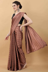 Dark Brown Party Wear Fancy Saree