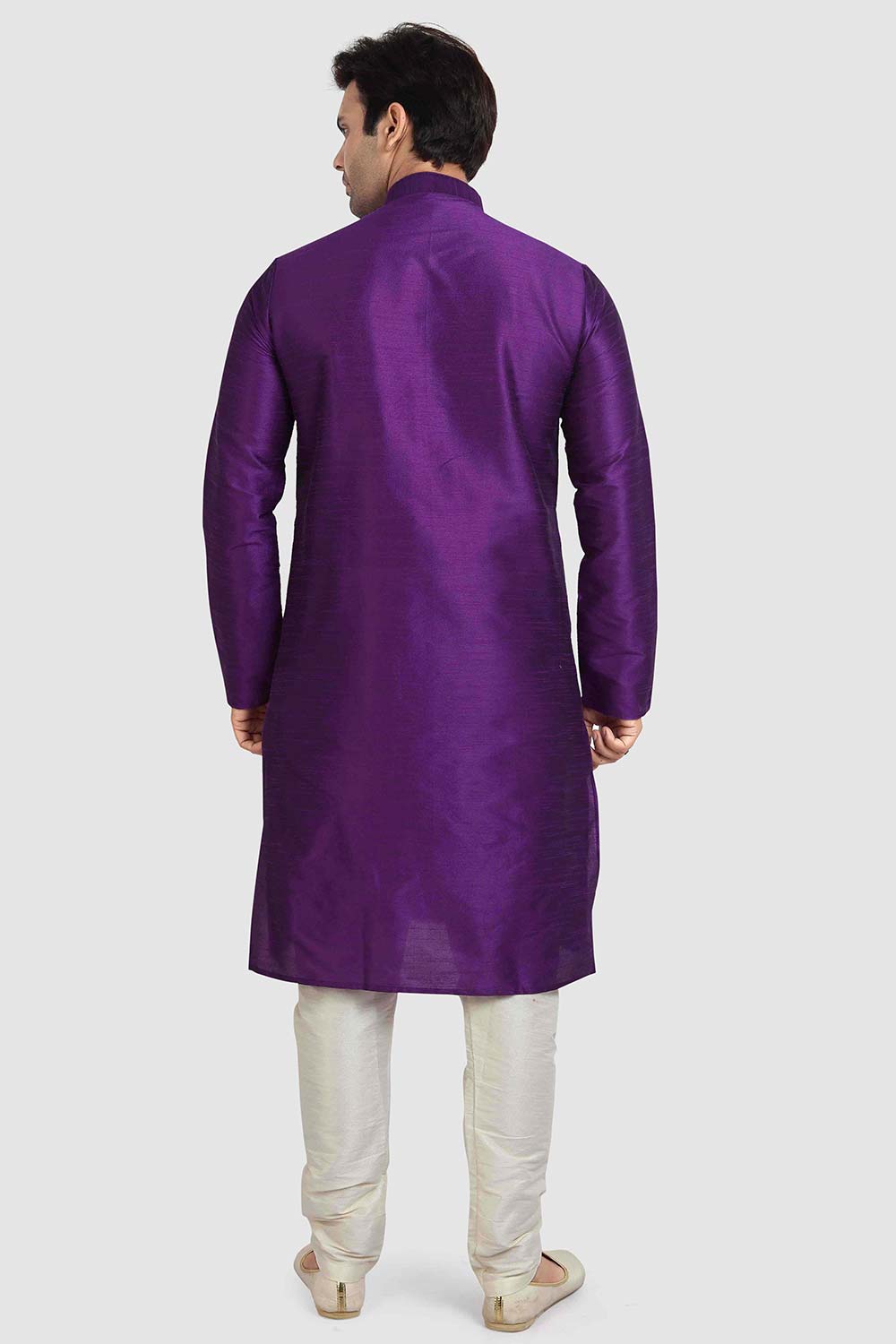 Buy Purple Art Dupion Silk Plain Kurta Pajama Online - Karmaplace