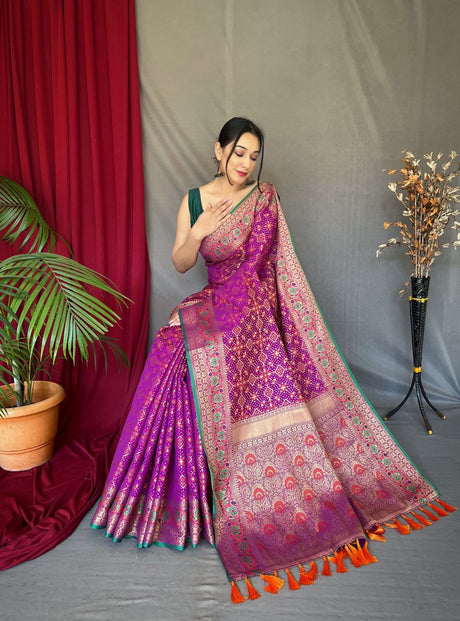 Purple Patola Silk  Saree