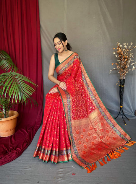 Red Patola Silk Silk Saree