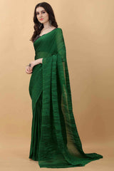 Dark Green Party Wear Fancy Pleated Saree