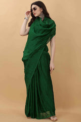 Dark Green Party Wear Fancy Pleated Saree