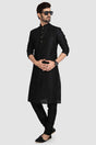 Buy Black Art Dupion Silk Plain Kurta Pajama Online - Karmaplace