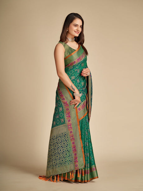 Green Patola Silk Silk Saree