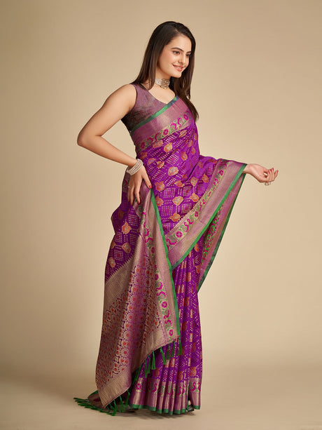Purple Patola Silk Silk Saree