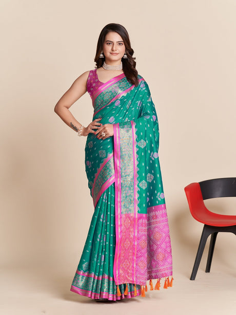 Light Green Patola Silk Silk Saree