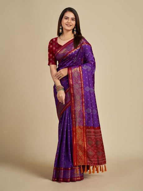 Purple Patola Silk Silk Saree