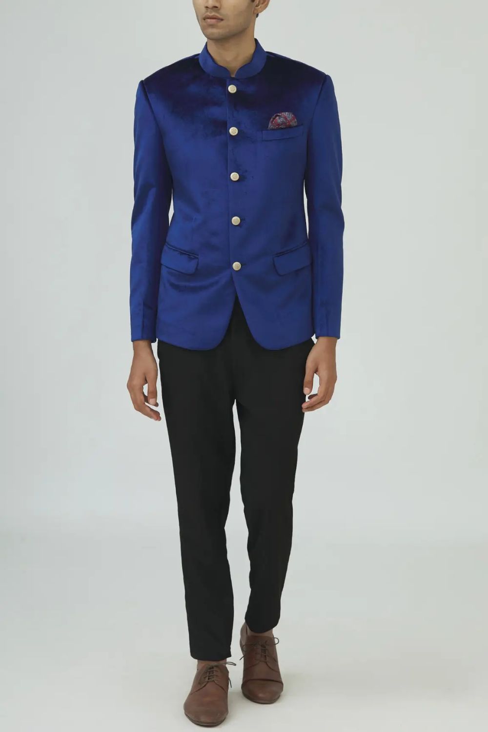 Blue Suede Velvet Jodhpuri Pant