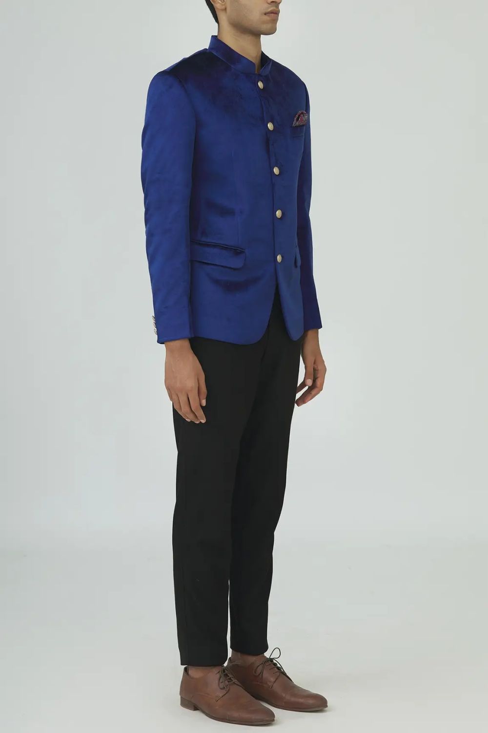 Blue Suede Velvet Jodhpuri Pant