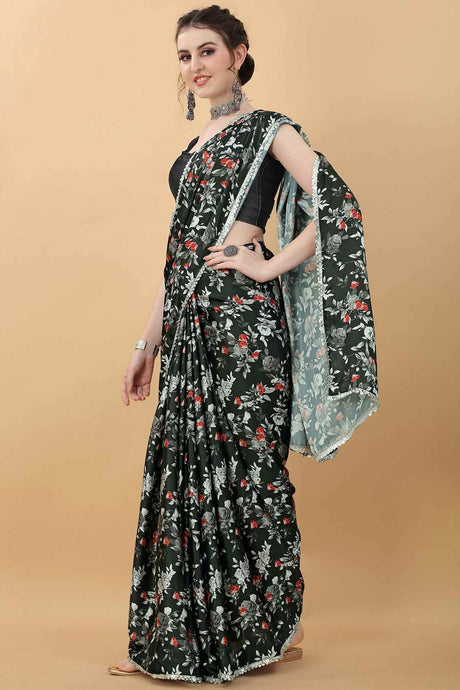 Printed Design Multi-Color Satin Silk Fancy Saree