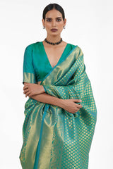 Green Handloom Weaving Art Silk  Saree