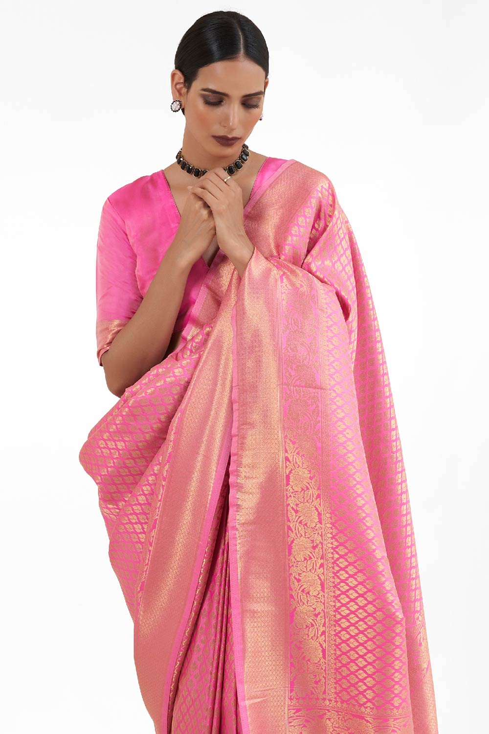 Pink Handloom Weaving Art Silk  Saree