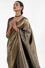 Black Handloom Weaving Art Silk  Saree