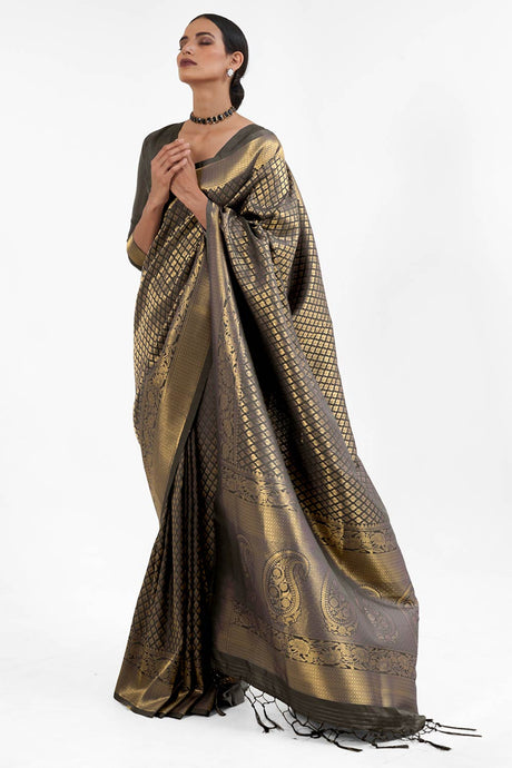 Black Handloom Weaving Art Silk  Saree