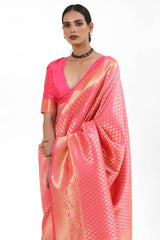 Light- Pink Handloom Weaving Art Silk  Saree