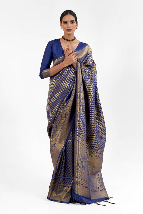 Blue Handloom Weaving Art Silk  Saree
