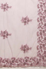 Net Embroidered Saree In Light Purple