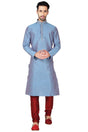 Buy Men's Art Silk Embroidery Kurta Set in Blue