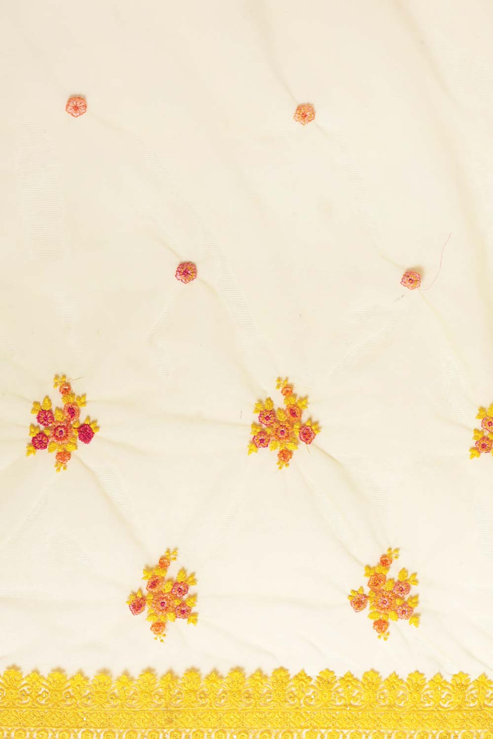 Net Embroidered Saree In Yellow