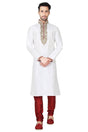 Buy Men's Art Silk Embroidery Kurta Set in White