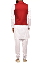 White Art Silk Jacket Kurta Churidar