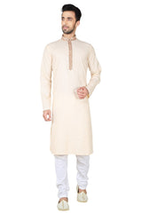 Buy Men's Moonga Silk Plain Kurta Kurta Set in Cream