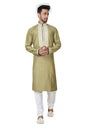 Buy Men's Pure Monnga Silk Embroidery Kurta Set in Green