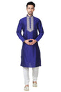 Buy Men's Art Silk Embroidery Kurta Set in Royal blue